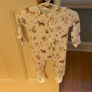 NWT Angel Dear Bamboo Farm Animal & Number Print Footie Pajama